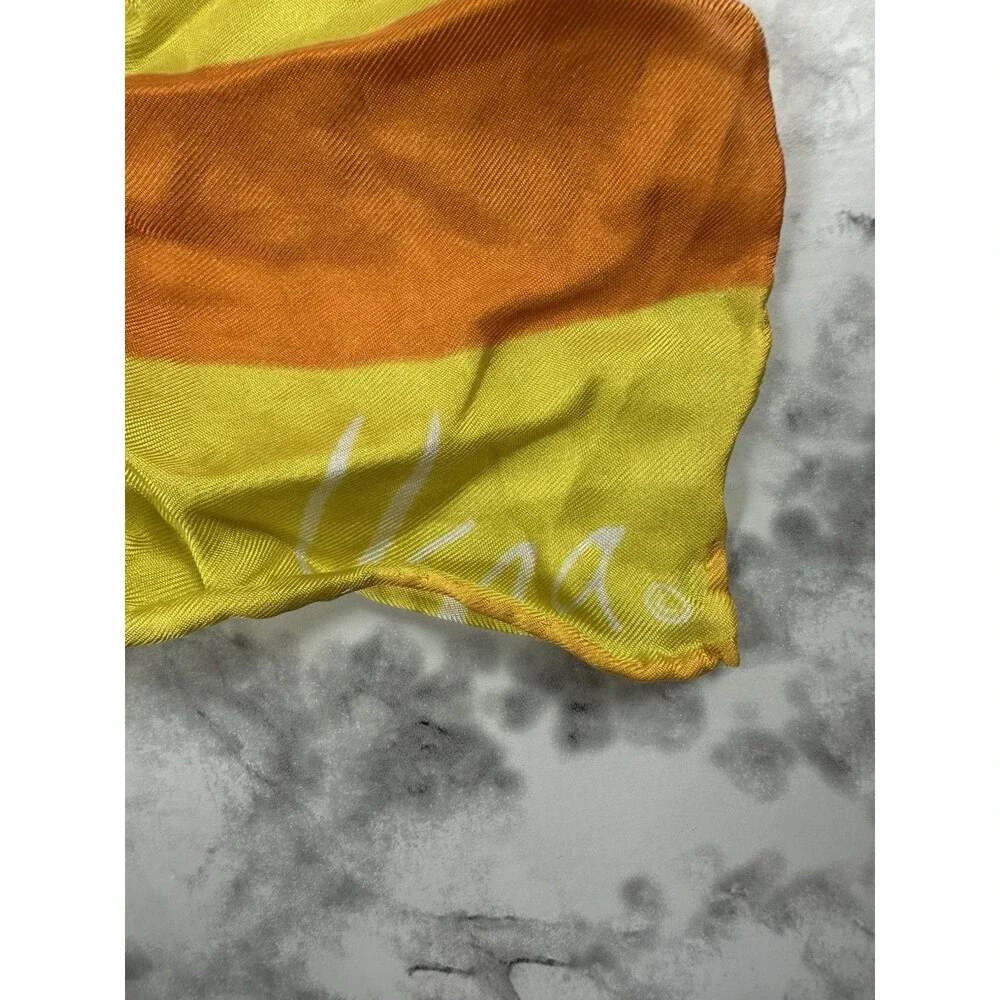 Vintage Orange Yellow Geometric Square Scarf Retro Bold Print 1970s Style